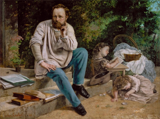 Pierre Joseph Proudhon (1809-65) and his children in 1853, 1865 (oil on canvas) (see 99577 for detail)